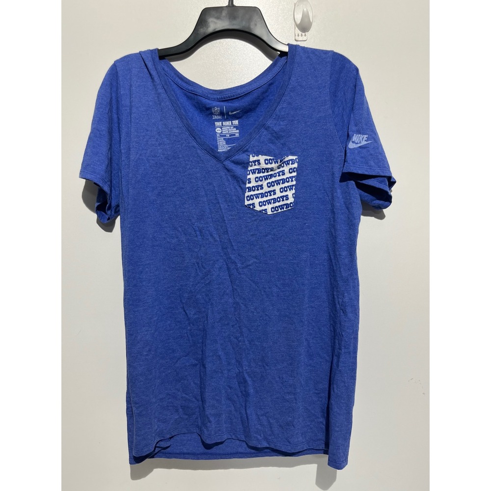 Nike NFL Dallas Cowboys Womens XXL Blue Heather V-Neck Pocket T-Shirt Star Back